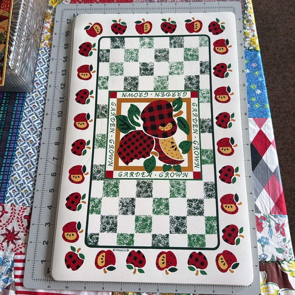 Set of 4 Vintage Franco Foam-Backed Placemats – Garden Grown Apples, Retro